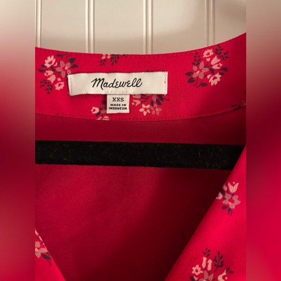 Madewell Red floral long sleeve Madewell blouse. Size XXS - Picture 5 of 10